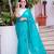 Sky Blue Color Chiffon Silk ( Zari Lining ) With Printed & Pearl lace border Saree With UnStitched Blouse