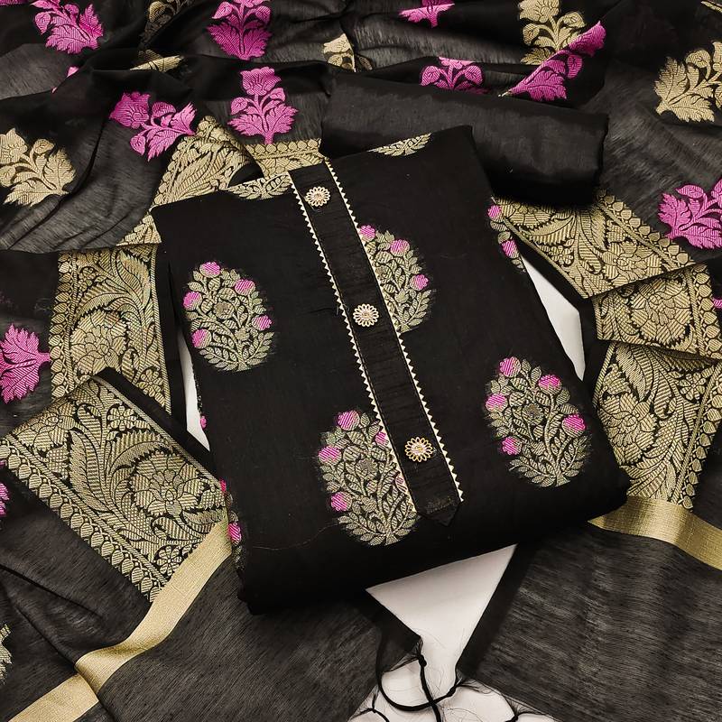 Black floral print banarasi salwar