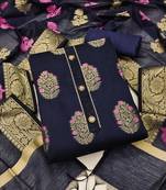 Navy-blue floral print banarasi salwar