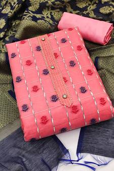 Peach Zari Woven Banarasi Salwar