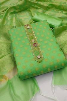 Parrot-green zari woven banarasi salwar