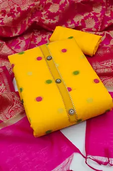 Yellow polka dots banarasi salwar