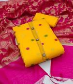 Yellow polka dots banarasi salwar