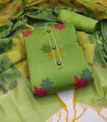 Parrot-Green Floral Print Banarasi Salwar