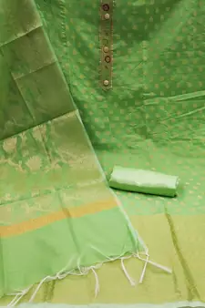 Parrot-green zari woven banarasi salwar