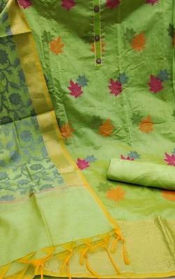 Parrot-Green Floral Print Banarasi Salwar 2