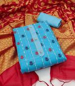 Sky-Blue Zari Woven Banarasi Salwar