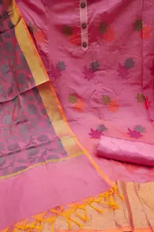 Pink floral print banarasi salwar