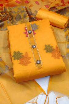 Yellow Floral Print Banarasi Salwar