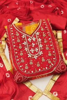 Red sequins kota doria salwar