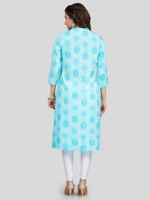 Blue printed rayon long-kurtis 2
