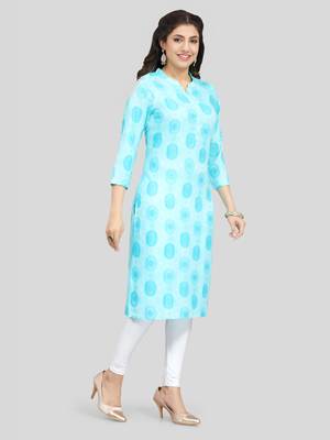 Blue printed rayon long-kurtis 3