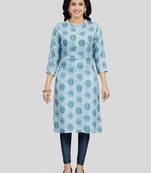 Grey printed rayon long-kurtis