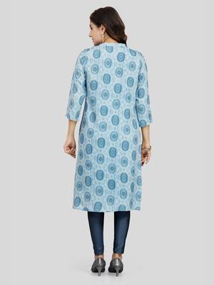 Grey printed rayon long-kurtis 2