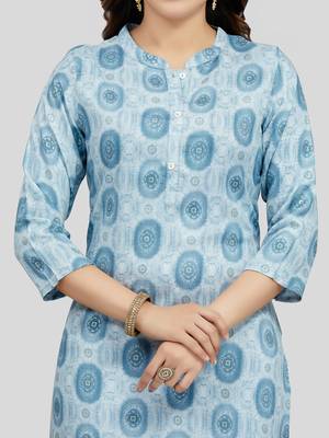 Grey printed rayon long-kurtis 4