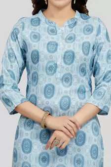 Grey printed rayon long-kurtis