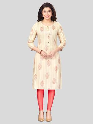 Yellow printed rayon long-kurtis 1