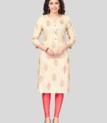 Yellow printed rayon long-kurtis