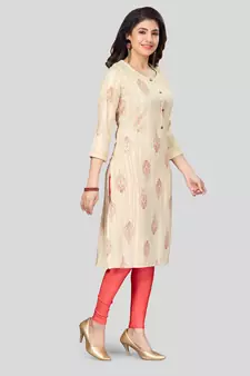 Yellow printed rayon long-kurtis