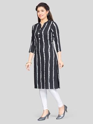 Black printed rayon long-kurtis 5