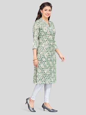 Green printed rayon long-kurtis 3