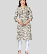 Grey printed rayon long-kurtis