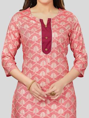 Pink printed rayon long-kurtis 4