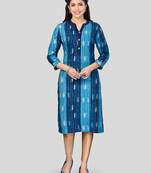 Blue printed rayon long-kurtis