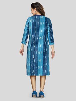 Blue printed rayon long-kurtis 2