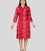 Red printed rayon long-kurtis