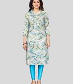 Multicolor printed rayon long-kurtis