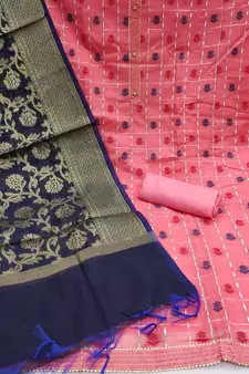 Peach Zari Woven Banarasi Salwar
