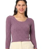 Salwar Studio Women's Violet Woolen Lycra Stretchable Readymade Saree Blouse