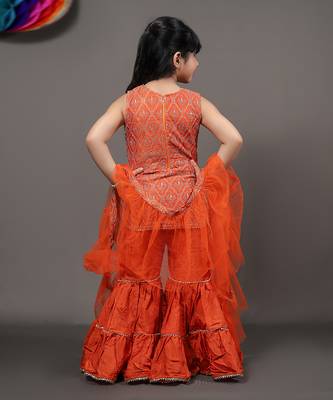 Embroidered Kurta with Sharara And Dupatta 3