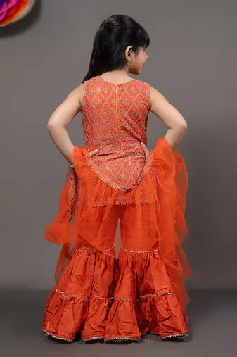 Embroidered Kurta with Sharara And Dupatta