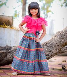 Frilled Top With Printed Ghagara