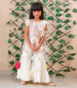 Floral Printed Top With Sharara And Dupatta