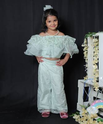 Frilled Top with Embroidered Palazzo 1