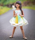 Big Stylish Bow with pleated embroidered Frock