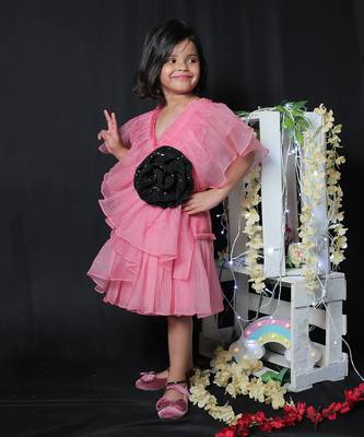 Pleated Frock with Smart Flower on Top 1
