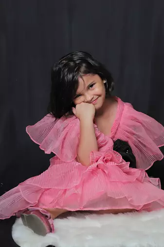 Pleated Frock with Smart Flower on Top