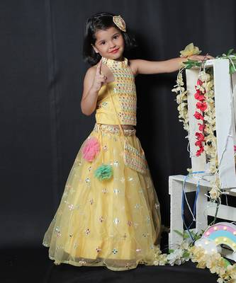 Faux Mirror Work top with Ghagra and Purse 4