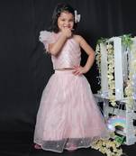 Sleeveless Feathered Top with Ghagra