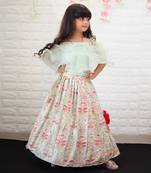 Frilled Top with heavy Embroidered Pleated Ghagra