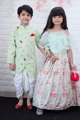 Frilled Top with heavy Embroidered Pleated Ghagra