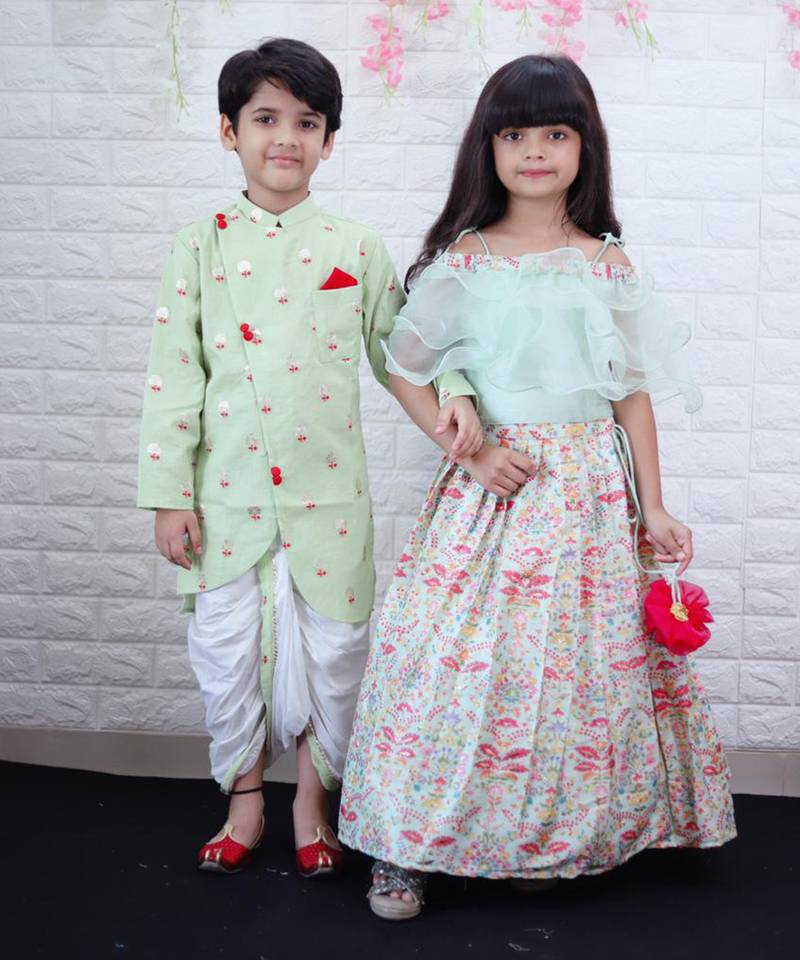 Frilled Top with heavy Embroidered Pleated Ghagra