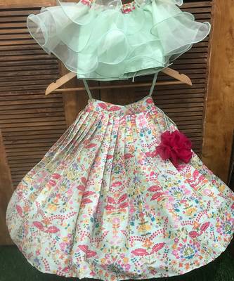 Frilled Top with heavy Embroidered Pleated Ghagra 3