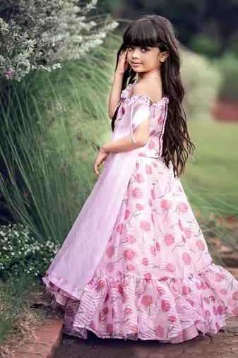 Flarry Sleeves one off shoulder with Lahenga