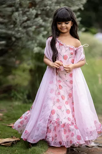 Flarry Sleeves one off shoulder with Lahenga