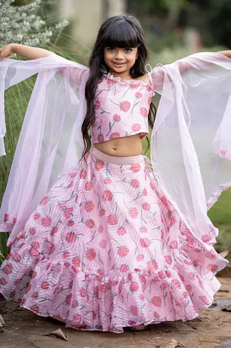 Flarry Sleeves one off shoulder with Lahenga